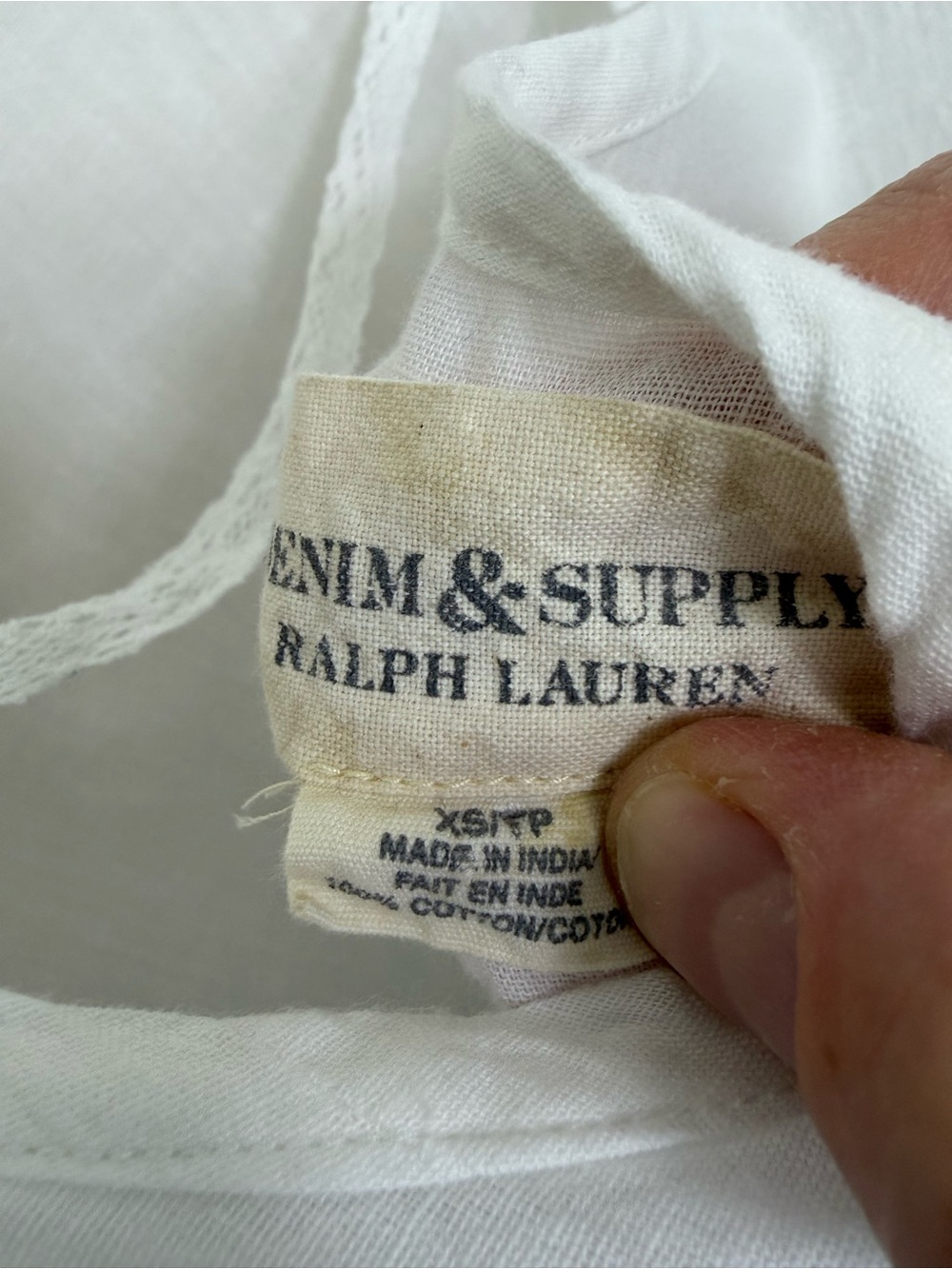Ralph Lauren Denim & Supply White Boho Lace Top Size XS Vintage Y2K - Picture 6 of 7